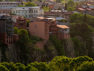 Fototapeta premium Roofs of houses in old Tbilisi. Georgia. A pattern with the architecture of the city.