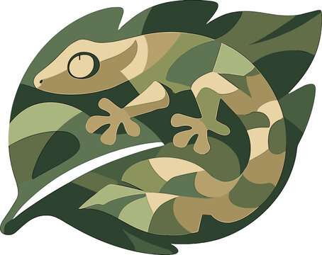 Camo Lizard on Leaf.