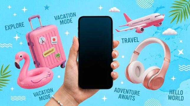 Travel Planning Concept with Smartphone and Accessories.