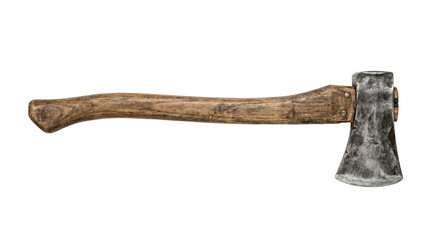 Vintage woodcutting axe with weathered handle and sharp metal blade