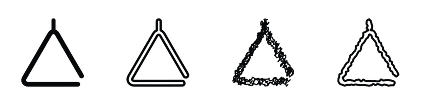 Four different styles of musical triangle percussion instrument icons