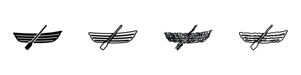 Collection of four rowing boats with oars in different artistic styles © 7Author