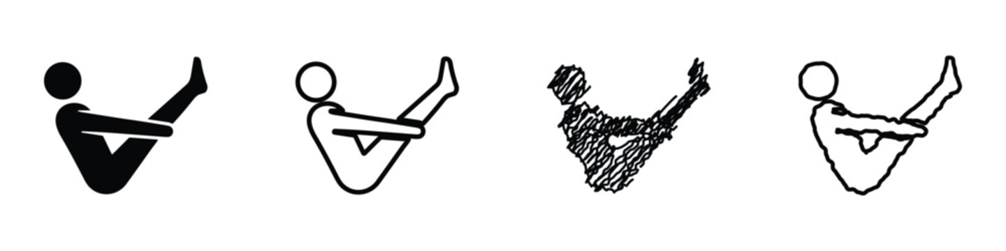 Yoga pose icon representing boat pose for core strength and balance