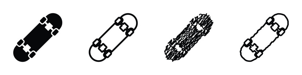 Collection of skateboard icons in different styles and representations © 7Author