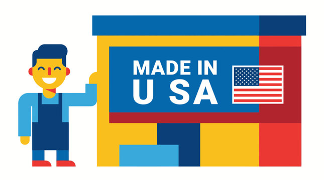 Made In The USA Label with American Flag