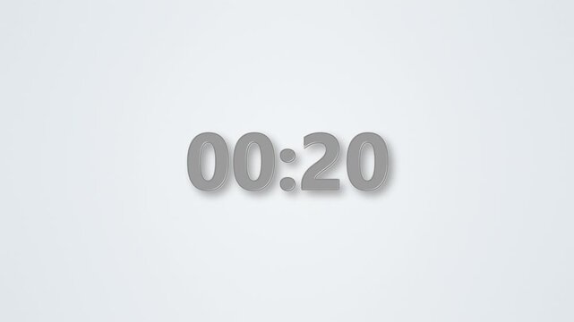 25 Seconds Countdown Minimal 3D White Numbers on White Wall Background Simple Digital Timer Clock from One Minute to Zero for Intros Quiz and Presentation Videos