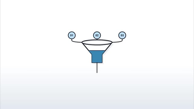 Data Funnel Process Diagram Minimalist Flat Motion Graphic Instructional Education Presentation Tool for Information Filtering and Knowledge Management Results