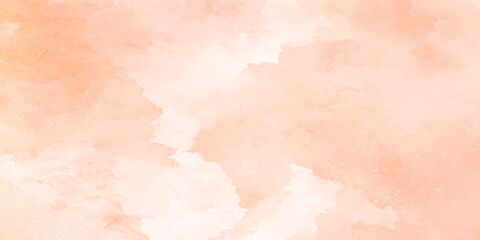 Obraz premium Soft beautiful and elegant peach watercolor background with white clouds and grunge texture or watercolor stains
