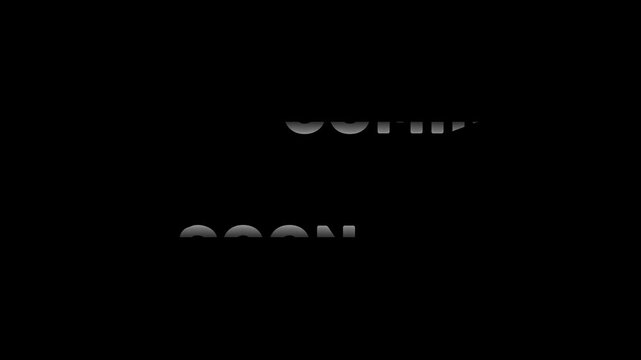 Coming Soon Announcement Text Overlay Design Featuring Minimalist Metallic Typography Elements On A Solid Dark Background