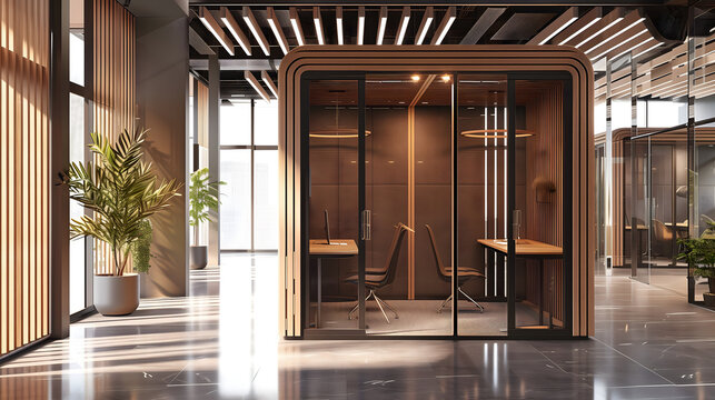 Office Acoustic Private Calling Pod Booth 3D Rendering
