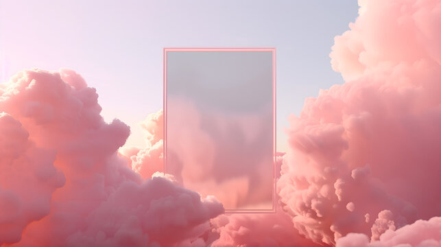  Affirmation Quote Board Mockup on Pastel Clouds 3D
