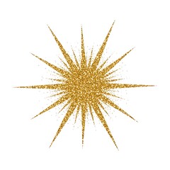 Fototapeta premium Golden glitter starburst design element isolated on white background