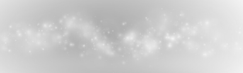 White sparkle dust flows in PNG background with soft bokeh glow and magical shimmering particles creating luxury festive abstract design style. © goldstock