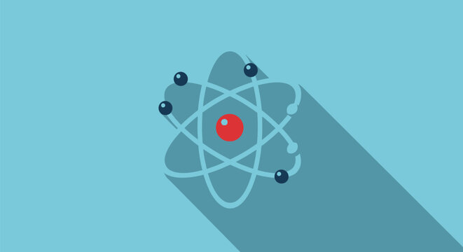 Atomic structure with electrons and nucleus illustration.