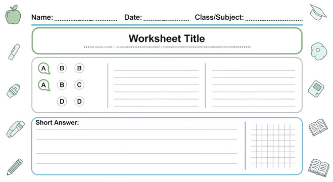 Worksheet for students to write on.
