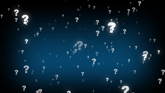 Cartoon comic questions marks flying animated. Motion graphics of questions background