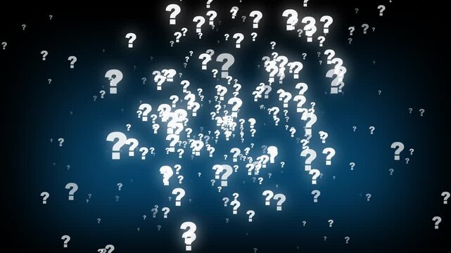 Cartoon comic questions marks flying animated. Motion graphics of questions background