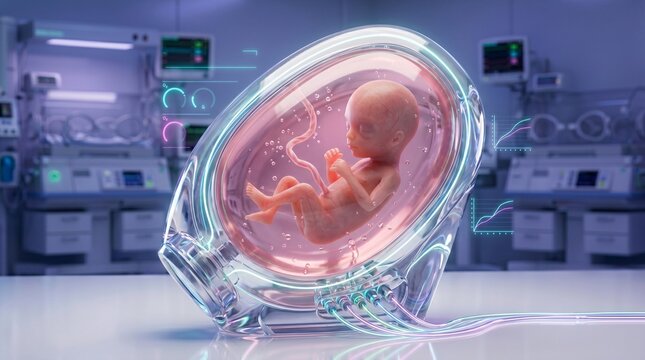 Artificial Womb Ectogenesis Bioengineered Human Fetus Lab Incubator.