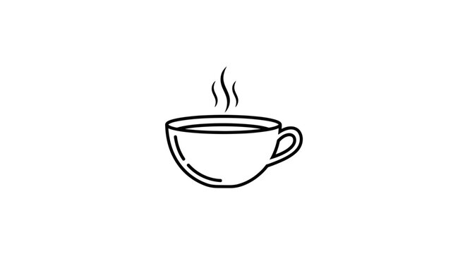 Steaming hot coffee cup icon.