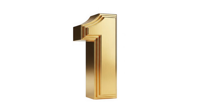 Golden number 1 one metal shiny