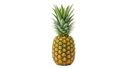 Fototapeta premium A whole fresh pineapple with spiky green leaves against a clean white background