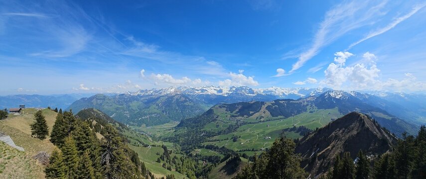 panorama of the mountains at stansenhorn in switzerland