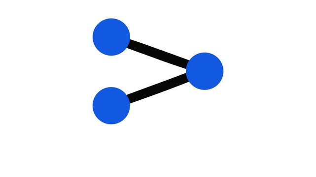 Blue Share Icon Animation with Connected Nodes and Zigzag Lines Concept Vector Shape - Transparent Background Alpha Channel