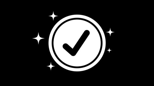 check mark animation that symbolizes approval, success, task completion on transparent background with alpha channel. Chick mark animation on circle. tick mark symbol ok button animated 4k.