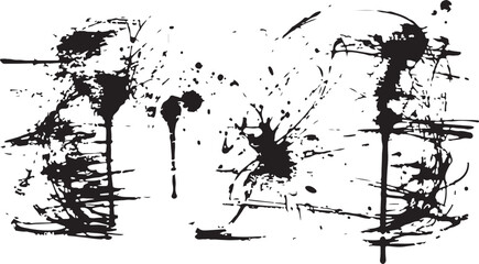 Obraz premium Abstract Black Ink Splatter Frame with Chaotic Scribbles and Drips On White