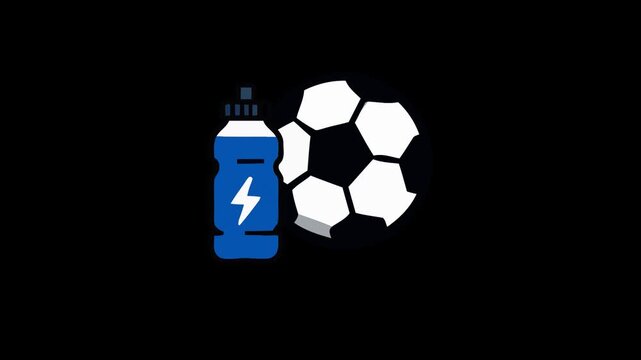 animation of bouncing drink bottle and soccer ball