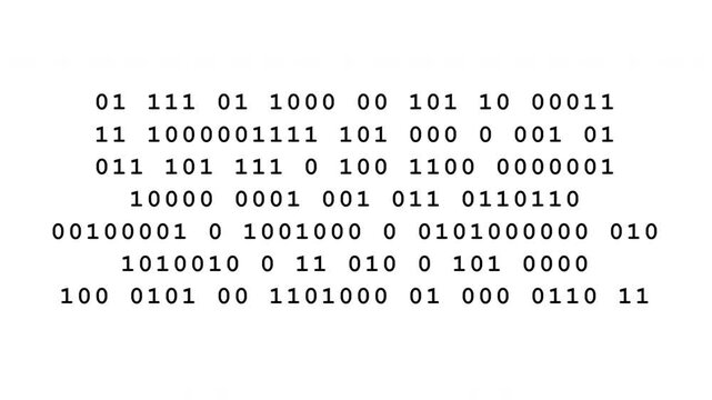 Dynamic Binary Code Data Stream Shuffling on Minimalist White Background