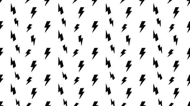 Seamless pattern featuring small black lightning bolt arranged in vertical rows on a white background