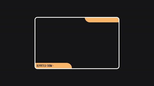 Animated Repost Frame with Original Creator Credit Tag. Looping Social Media Overlay on Alpha Channel.