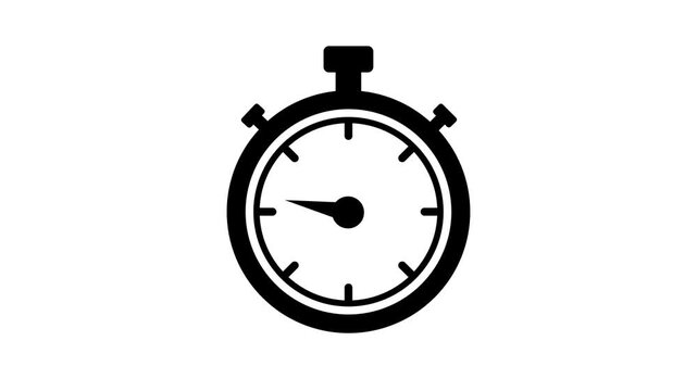 Stopwatch icon animation, minimalist countdown timer, and deadline symbol on a white background