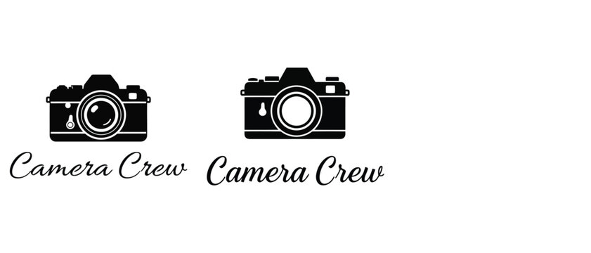 Camera crew logo design, professional photography studio icon, creative videography branding element, camera symbol for media production vector t shirt