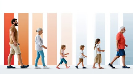 Naklejka premium Human Life Stages and Aging Process From Childhood to Seniority