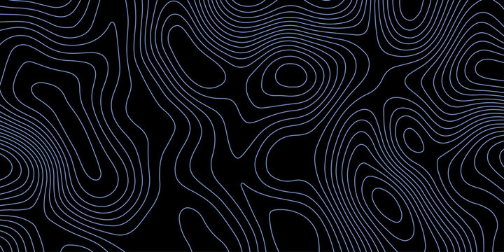 black abstract topographic map with colorful contour lines design element for modern and minimal graphic design.	