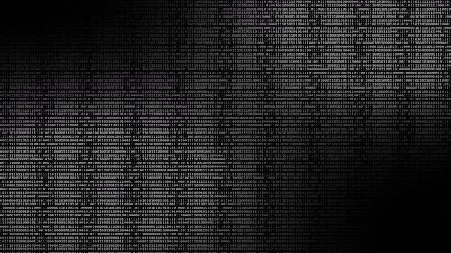 Monochrome Binary Code Stream with Dynamic Gradient Lighting