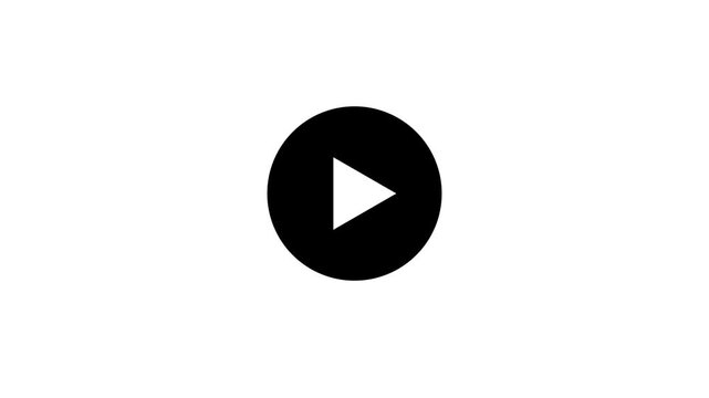 Play button icon animation, minimalist media player start symbol on white background,