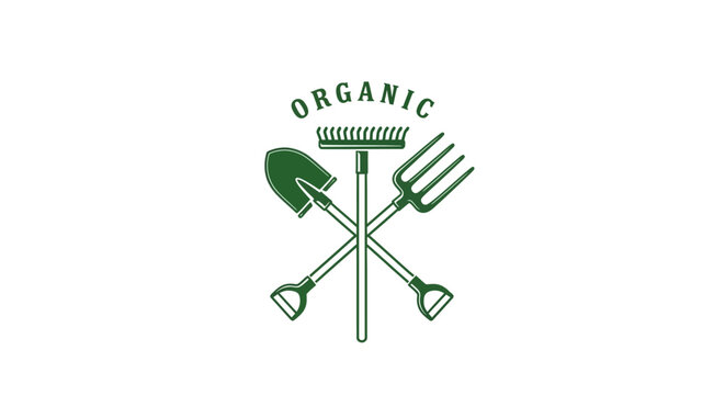 Organic gardening tools logo design.