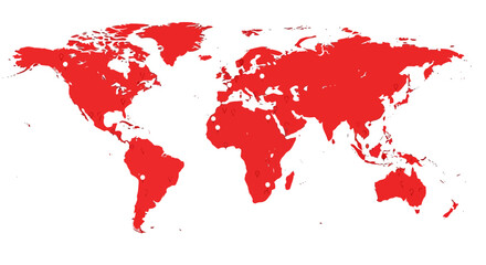 Red World Map on White Background. © Wuri