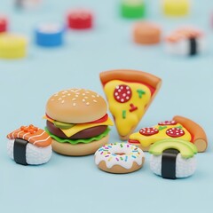 Fototapeta premium Colorful cupcakes with sprinkles on pastel background.