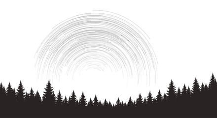 Silhouette of trees against white background. © Wuri