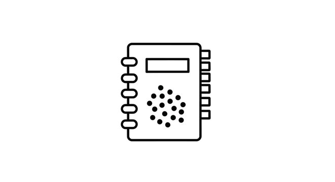 Simple line drawing of a telephone.