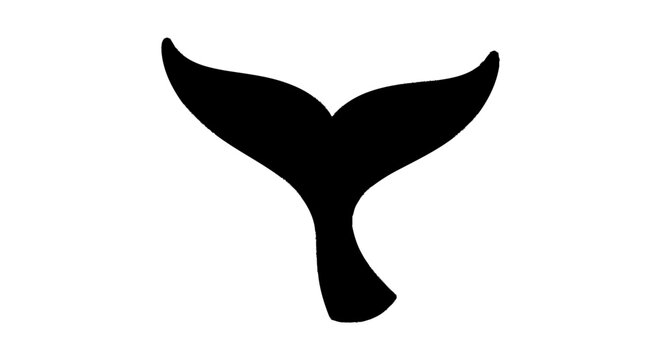 Solid black flat brush stroke depicting a sharply curved whale tail or