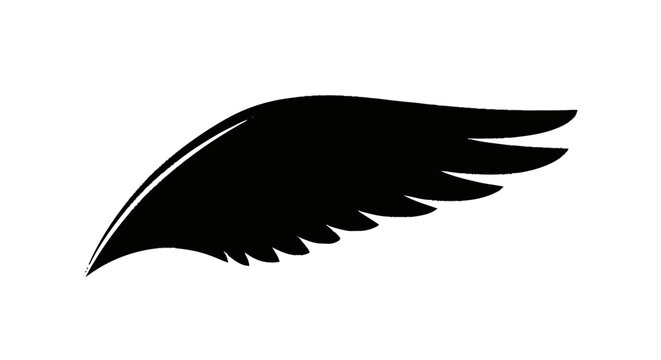 Dynamic black abstract bird wing graphic with a sharp tip internal whi