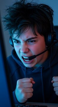 真剣な表情の少年 オンラインゲーム