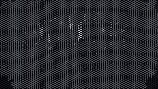 Perforated metal sheet with circular holes dark industrial background
