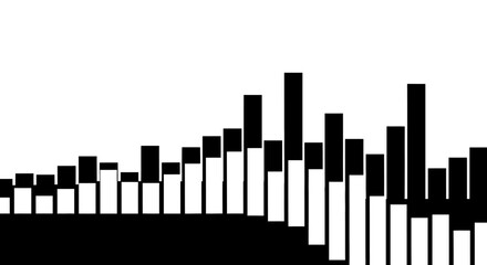 Obraz premium Abstract black and white bar chart graphic representing data visualization and growth trends.