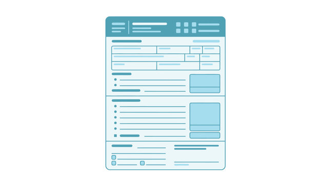 Generic user interface form template with various input fields and sections